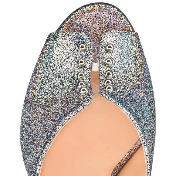 Christian Louboutin Predumule 100 Silver Nappa Mica Backless Mule Heel Pump 36.5 - Picture 6 of 12